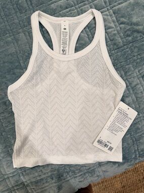 lululemon athletica White Swiftly Racerback Crop Tank - Size 4 - BNWT